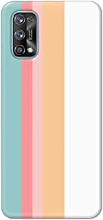 غطاء جراب مصمم بلمسة نهائية غير لامعة من Khaalis لهاتف Realme 7-Vertical Stripes Pink Orange White