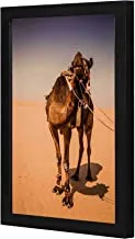 LOWHA Camel Standing on Sand Wall art wooden frame Black color 23x33cm By LOWHA