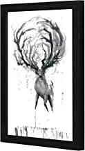 LOWHA hand drw deer Wall art wooden frame Black color 23x33cm By LOWHA