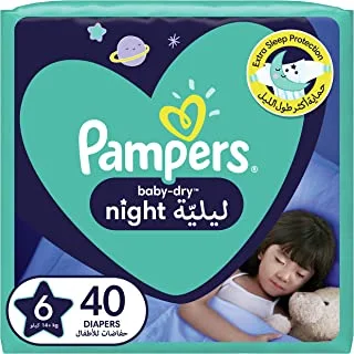 Pampers Baby-Dry Night, Size 6, 14+ kg, 40 Diapers
