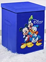 Kuber Industries Disney Team Mickey Print Non Woven Fabric Foldable Laundry Basket, Toy Storage Basket, Cloth Storage Basket With Lid & Handles (Royal Blue), 37 X 37 X 47 Cm