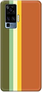 Khaalis matte finish designer shell case cover for Vivo X50 Pro-Vertical stripes Green White Orange