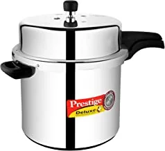 Prestige Deluxe Plus Pressure Cooker 12 Ltr | Aluminium Pressure Cooker With Lid | Exclusive Pressure Indicator | Induction Compatible - Silver
