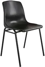 كرسي قابل للتكديس من Mahmayi D024A مع مقعد من مادة البولي بروبيلين وإطار مطلي بالبودرة - كرسي زائر بإطار بلاستيكي لكرسي ضيوف المنزل والمكتب (أسود)