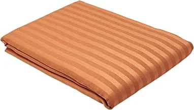 Ultra Soft Cotton Striped Bronze King Size Bed Sheet - 3 Piece Set (Orange)