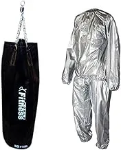 Fitness World, Unfilled Boxing Punch Bag, 120cm/Unisex Sauna Suit, Size Xl, Silver And Black