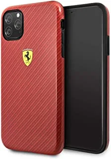 Ferrari Shockproof Printed Carbon Effect For Iphone 11 Pro - Red