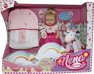 Bambolina Baby Nena Doll With Backpack With Plush Unicorn