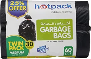 Hotpack Garbage Roll Twin Pack, 30 Gallon 65 X 95 cm, 60 Bags, 60 Units