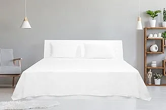 Deyarco Hotel Linen Klub King ملاءة سرير 3 قطع مجموعة ، 100٪ قطن 250Tc ساتين عادي ، الحجم: 260x280 سم + 2 قطعة وسادة 50x75 سم ، أبيض