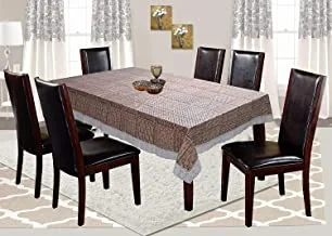 Kuber Industries Checkered Design Pvc 6 Seater Dining Table Cover (Brown)