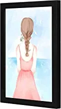 LOWHA hand painted girl Wall art wooden frame Black color 23x33cm By LOWHA
