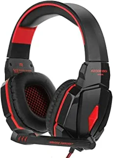 Kotion Each G4000 Stereo Gaming Headset Pc With Mic For Laptop Computer Smartphones, Afunta 3.5mm Plug Bass Over-Ear Gaming Headphone With Volume Control - Red, Wired