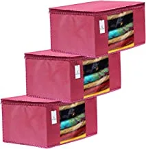 Kuber Industries Dust Proof Cloth Bags|Garment Cover|Clothes Storage Bag|Wardrobe Organizer|3 Piece|Pink