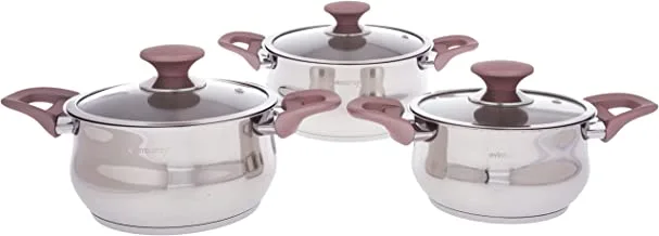 Saray 6Pcs Stainless Steel Cookware Set,S-1171, Multi Color