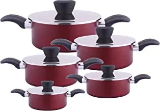 Al Saif 10 Pieces Cookware Casserole Set, K797006/10, Wine Red