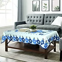 Fun Homes Flower Design Cotton 4 Seater Center Table Cover - (Blue) Standard