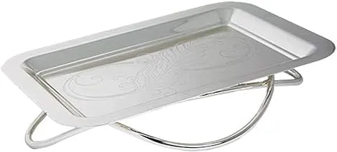 Soleter Rectangle Tray With Iron Rectangle Infinity Stand | High Quality Stainless Steel & Warming Gift | Silver | Medium