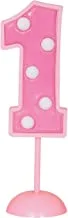 Unique Flashing Number 1 Cake Topper Decoration, Pink, 10 Inch x 4.75 Inch Size