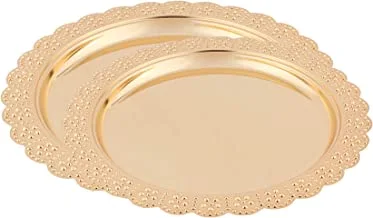 Al Saif 2Pcs Round Shape Tray (Size:M,S) Color: Full Gold Without Handle