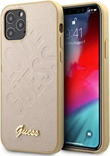 Guess Pu Iridescent ''Love'' Debossed Case W/Metal Logo For Iphone 12/12 Pro (6.1 Inches) - Light Gold