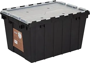صندوق تخزين بلاستيك متعدد الاستخدامات من كوزموبلاست بغطاء مزدوج رفرف 55 لتر ، أسود شفاف ، IFHHST372KT