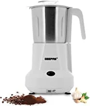 Geepas Coffee Grinder 450W Electric Separate Stainless Steel Blades For Beans, Spices & Dried Nuts Grinding Detachable Bowl Large Capacity Mill, White GCG6105