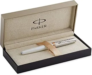 Parker Sonnet Premium Metal & Pearl With Chrome Trim|Medium Point 18K Solid Nib Fountain Pen|Gift Box|5819, S0947320