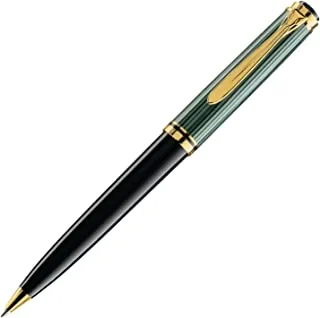 Pelikan Souveraen Ballpoint Pen K800 Stripe Green & Black With Gold Trim | Gift Box | 4105