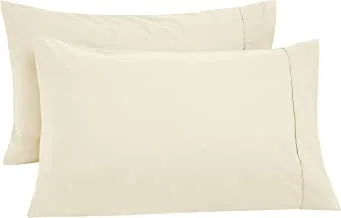 AmazonBasics Ultra-Soft Pillowcases- Breathable, Easy to Wash - Set of 2, Ivory, Standard, 81.3 x 50.8 cm