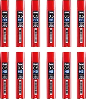 Pentel Ain Stein HB 0.5 mm Refill Lead 12-Pieces Tube, Red