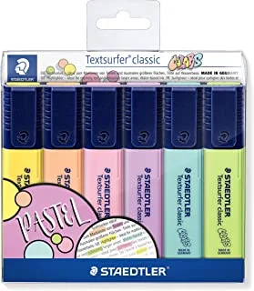 Staedtler 364 Cwp6 Textsurfer Classic Pastel Highlighter (High Quality Made In Germany, With Large Ink Memory For Extra Long Marking Performance, Case With 6 Colours Pastel) 1 Count (Pack of 1)