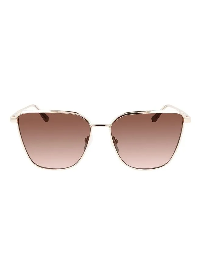 CALVIN KLEIN Women's Full Rim Metal Square Sunglasses CK22104S 6015 (718) Gold / Blush