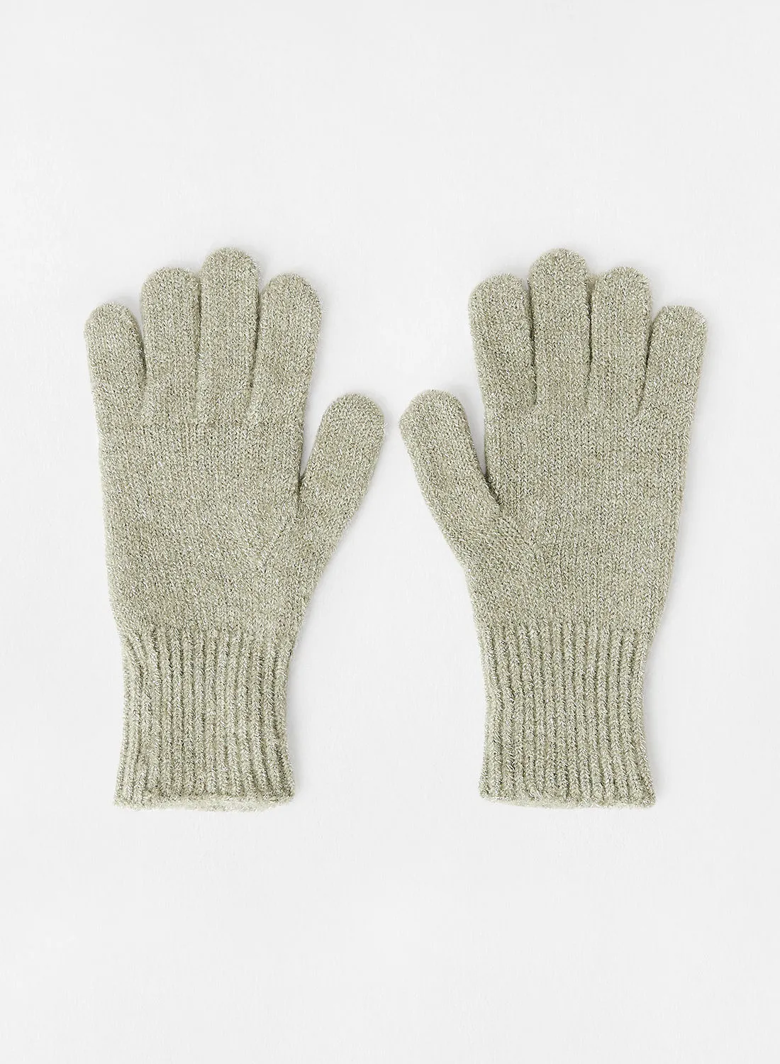 ONLY Ribbed Lurex Gloves Grey