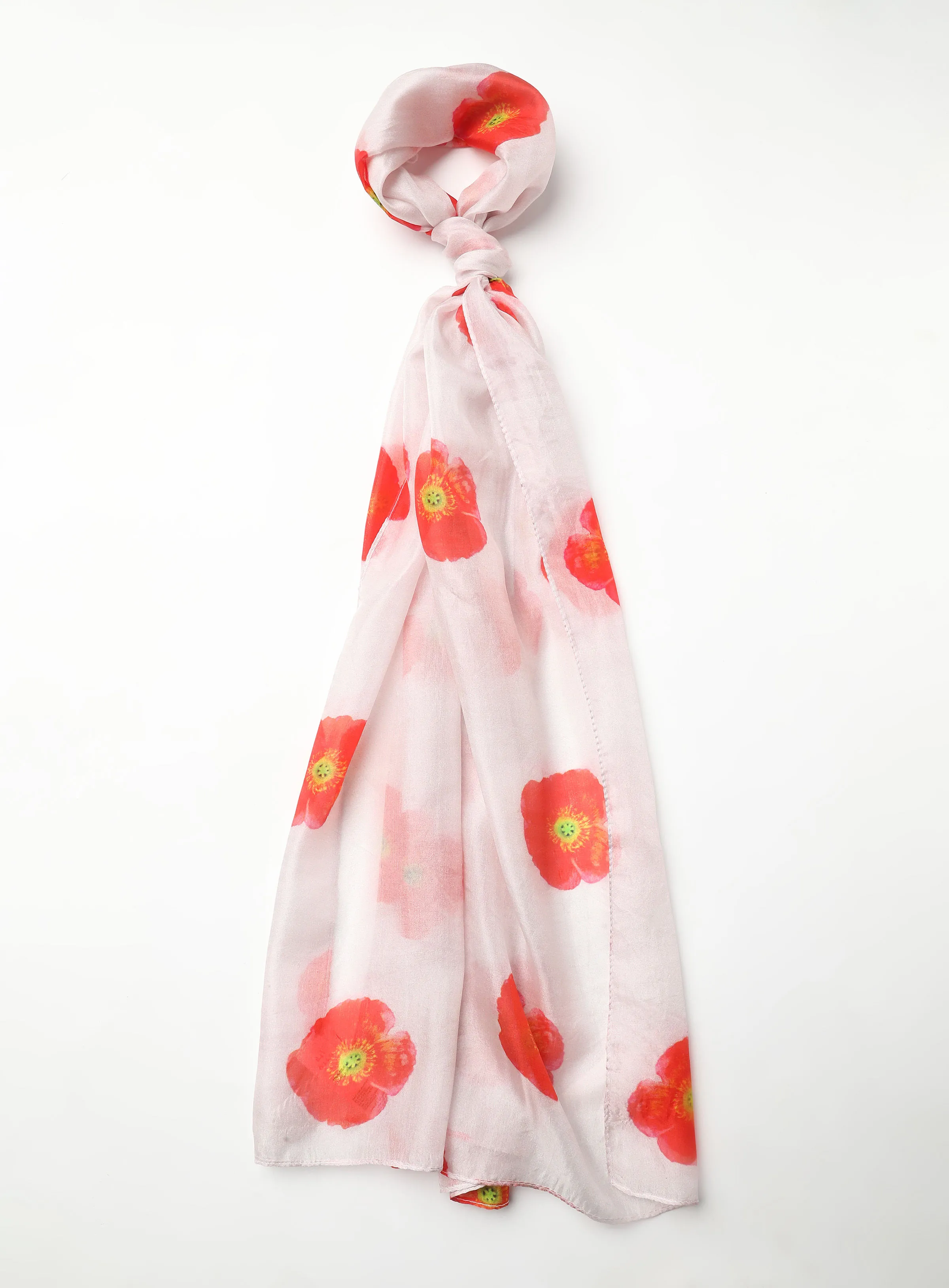 Aila All-Over Printed Scarf White/Red/Yellow