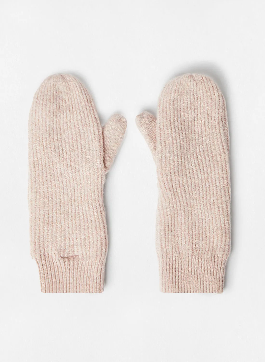 PIECES Ribbed Knit Mittens Pink