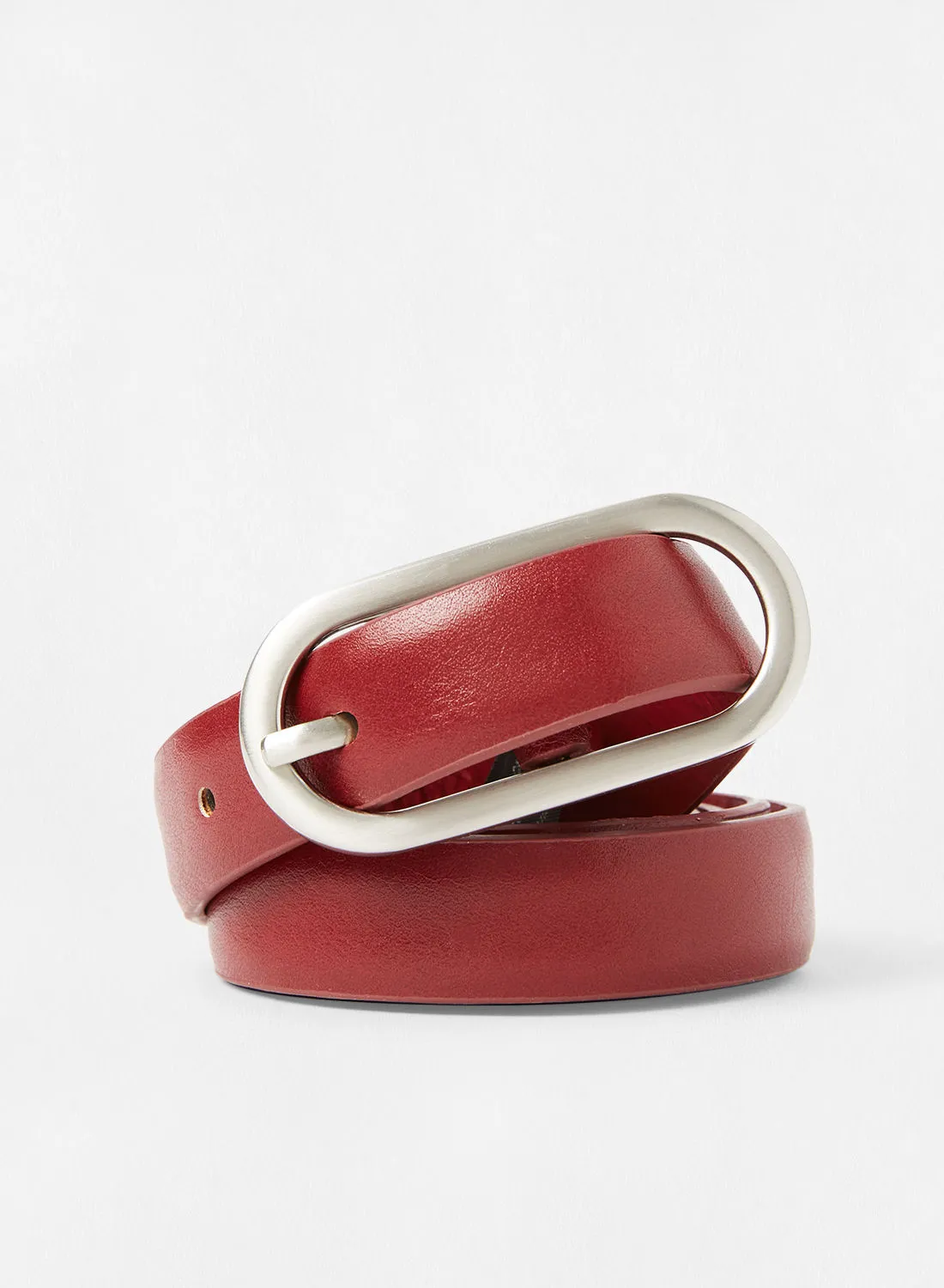 MANGO Faux Leather Belt Red