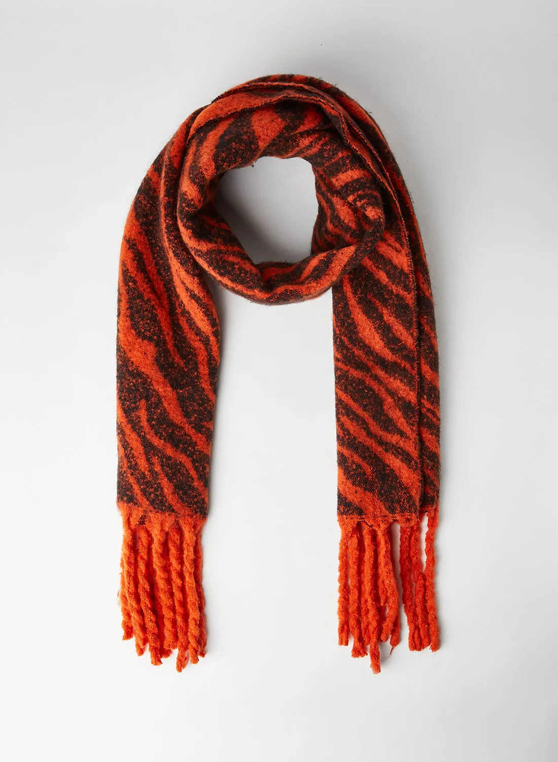 VERO MODA Patterned Knit Scarf Red Clay