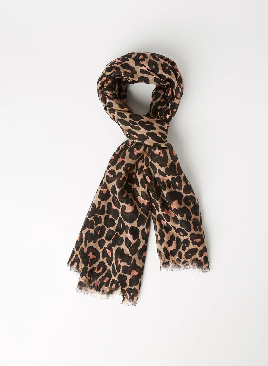PIECES Leopard Print Scarf Canyon Rose