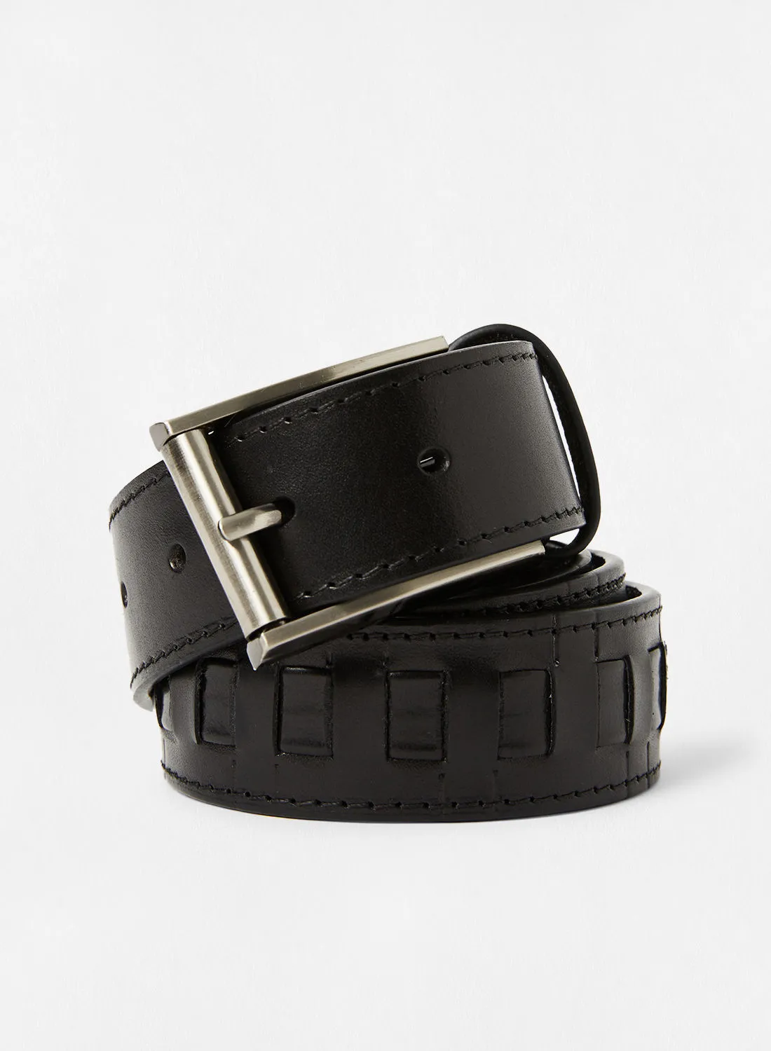 Ted Baker T Woven Leather Belt Black