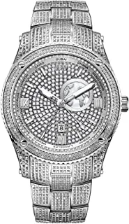 JBW Luxury Men's Jet Setter GMT 100 Diamonds Two Time Zone Watch