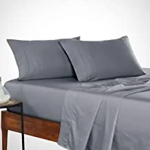 DONETELLA 300 Thread Count 4-Piece Cotton Bed Sheet Set King Size, Shuttle Gray, Luxury Soft Sateen 100% Long Staple Cotton Double Bedding Set Includes 1 Flat Sheet 1 Fitted Sheet And 2 Pillow Case