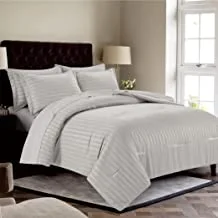 DONETELLA Comforter Set King Size, Bedding Set Damask Striped Pattern - All Season- Brushed Microfiber - Double Bed Set With Down Alternative Filling