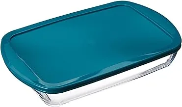 Pyrex Fte Rect Px Green With Lid 40 X 27 Cm 4.5 L Baking Dish, Borosilicate Glass, Multicoloured