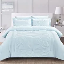 DONETELLA Bedding Comforter Set- 6 Pcs Luxury-King Size for Double Bed With Elastic Lace Embroidery- Comforters With Super-Soft Down Alternative Filling (King, SPA MINT)