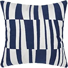 DONETELLA Cushion Cover, 45x45 cm (18x18 inch) Throw Pillowcase With Beautiful Embroidered Oblong Stripe Cushion Case, Suitable For Sofa Bed Living Room And Couch (Without Filler) (Blue)