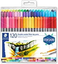 أقلام برأس من الألياف ذات طرفين من STAEDTLER ، حبر قابل للغسل ، نصائح للكتابة والتلوين الدقيقة والجريئة ، 120 لونًا متنوعًا ، 3200 تيرابايت 120 ، متعدد الألوان (3200 تيرابايت 120ST)
