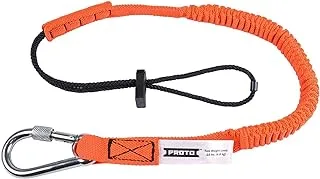 Proto Elastic Lanyard with Screw Gate Carabiner, 15 Lb Capacity, 32-Inch Actual x 48-Inch Extended Length