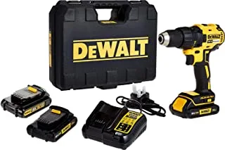 Dewalt 18V 13mm Compact Drill Driver ، فرش ، 2 × 1.5Ah بطاريات ، شاحن وصندوق عدة ، أصفر / أسود ، Dcd777S2-Gb ، ضمان لمدة 3 سنوات