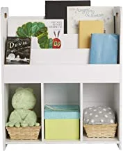 Mind Reader 2-Tier Kids' Storage Shelf Unit, Bookshelf and Toy Cubby, Toy Bin Organizer, White